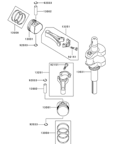 Kawasaki Fh580v-As05 Piston And Crankshaft Diagram and Parts List for ENFORCER44 53BI3AGF050-19HP Cub Cadet Lawn Tractor